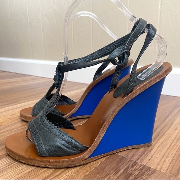 Balenciaga Shoes - Balenciaga Paris Leather Colorblock Wedge Heels